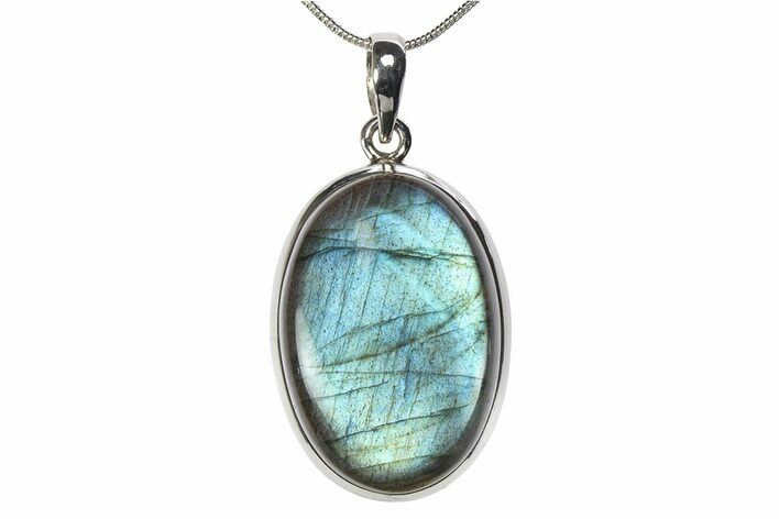 Brilliant Blue Labradorite Pendant (Necklace) - Sterling Silver #382461